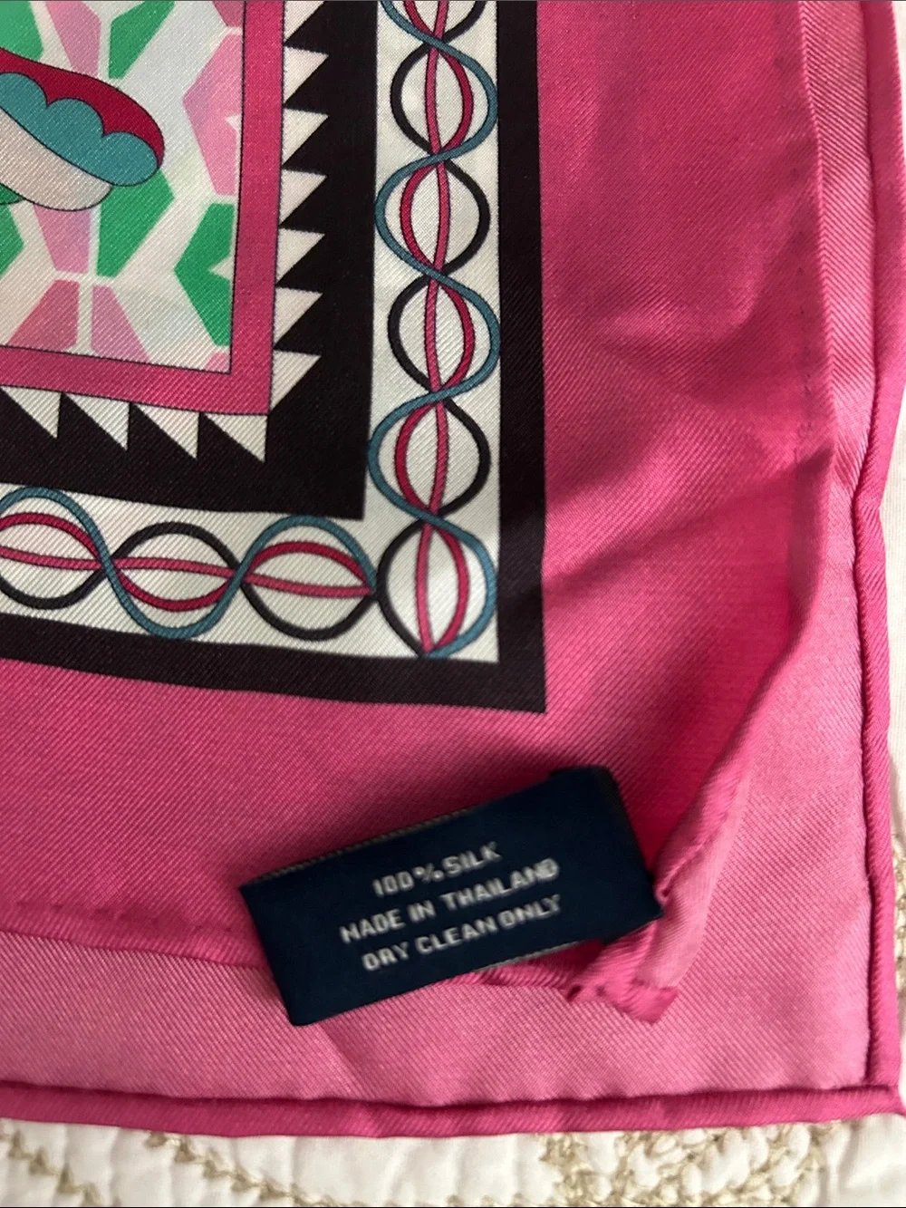 Vintage JimThompson Pink Silk Scarf Multicolor Botanical Square Scarf
